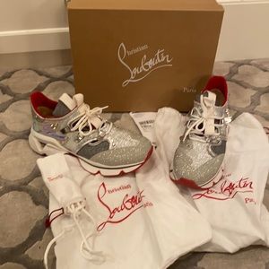 Christian Louboutin red runner Donna flat glitter